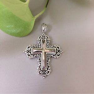 Silver tone Ornate Cross Pendant